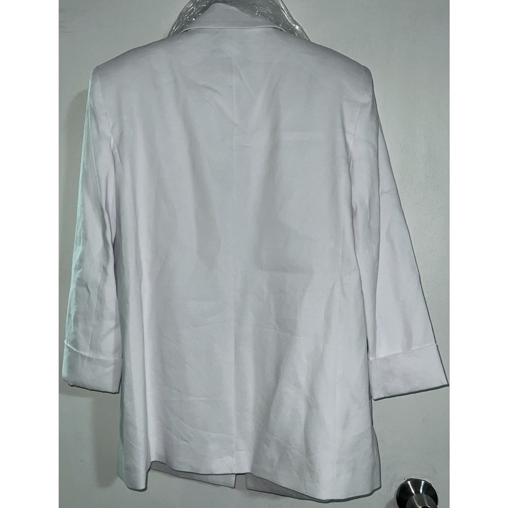 Alice + Olivia Shan White Linen Rolled Cuff Blazer Jacket - Picture 10 of 14